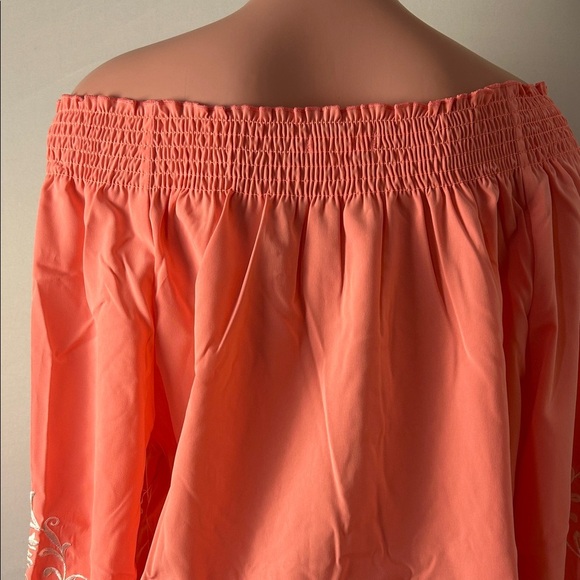 Woman Within Off -Shoulders Embroidered Peasant Top Tunic Size Medium New - Picture 9 of 11